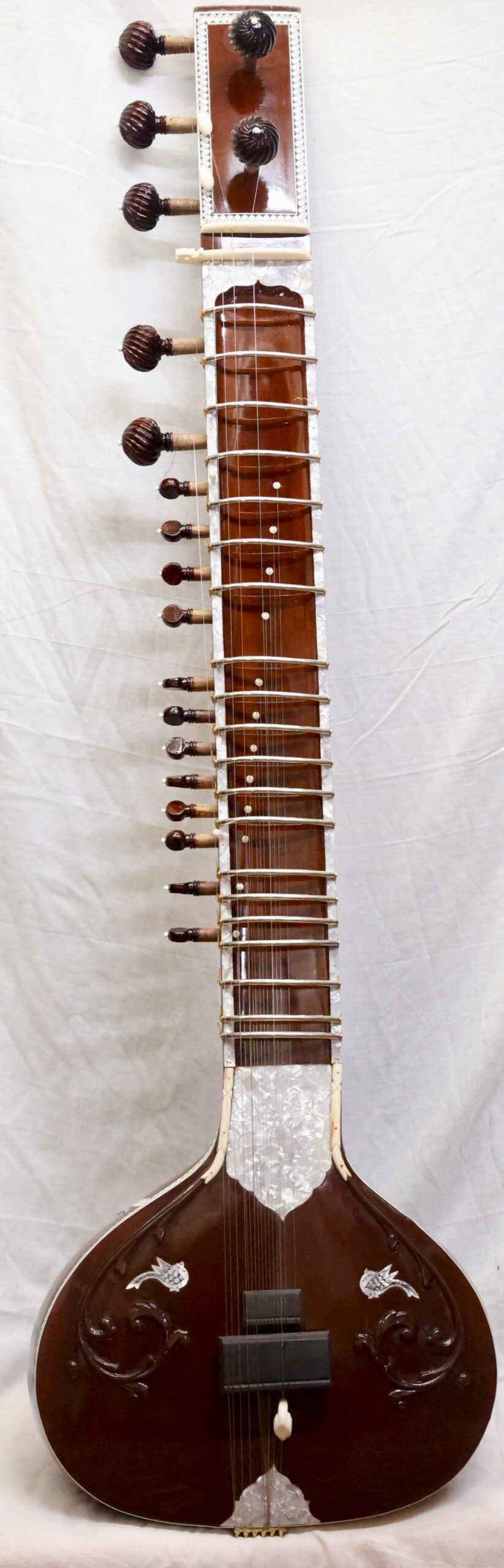 Concert-Grade Gandhar Pancham Sitar in Deep Walnut Finish